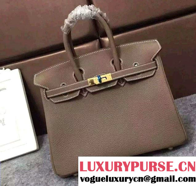 Hermes Mini Birkin 25cm Bag in Original Togo Leather Bag Etoupe