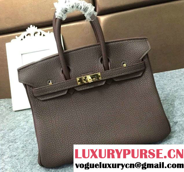 Hermes Mini Birkin 25cm Bag in Original Togo Leather Bag Dark Coffee