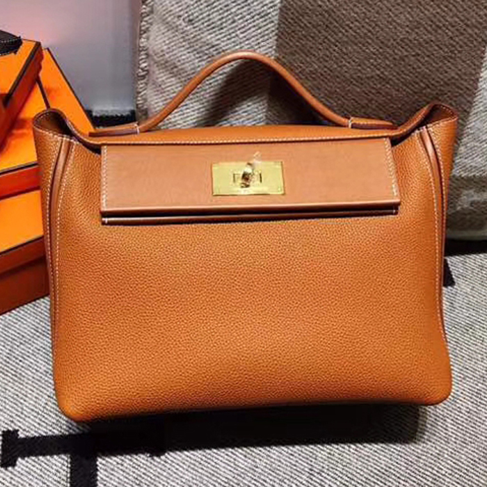 Hermes 24/24 Bag 35cm Orange Swift & Togo Gold Hardware