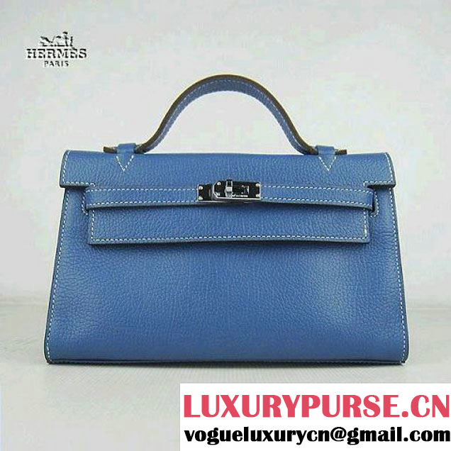 Hermes H008 cattle neck stripe medium blue bags