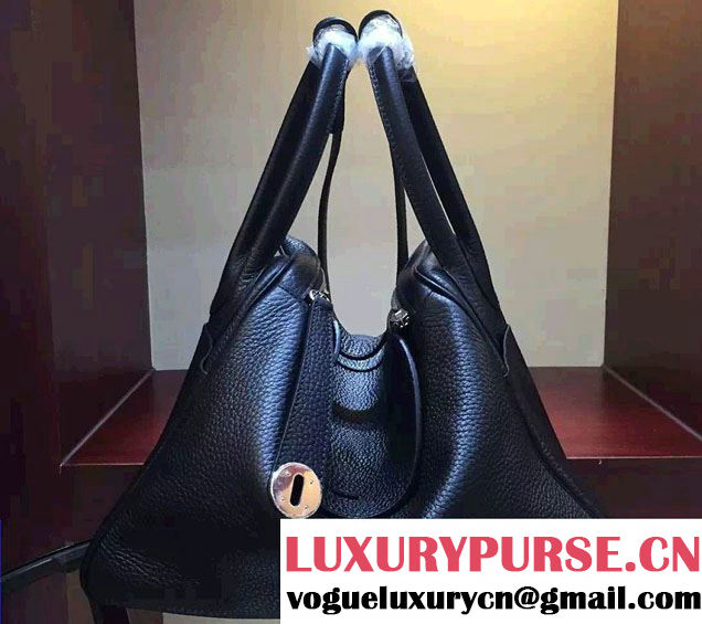 Hermes Leather Lindy 30cm Bag Black 2016