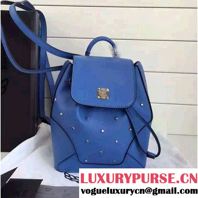 MCM Claudia Studs Backpack With Flap Blue 2016 (3B031-6031210 )