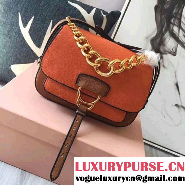 Miu Miu Medium 5BD021 Calf Leather Dahlia Shoulder Bag Orange/Brown 2016 (JD-6112224 )