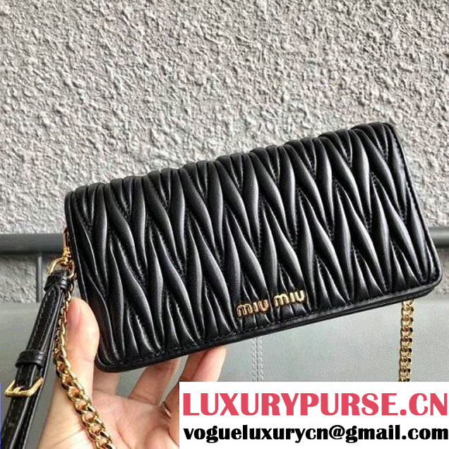 Miu Miu Matelassé Nappa Leather Iphone Case Bag 5ZH029 Black (JD-8022409 )