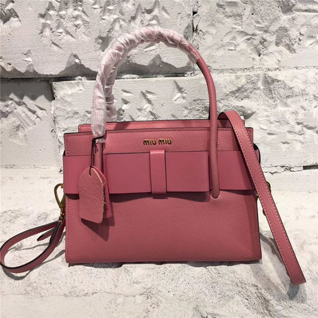 Miu Miu Madras Ficco Calfskin Leather Medium Satchel Bag Pre-Fall 2017 Collection Pink