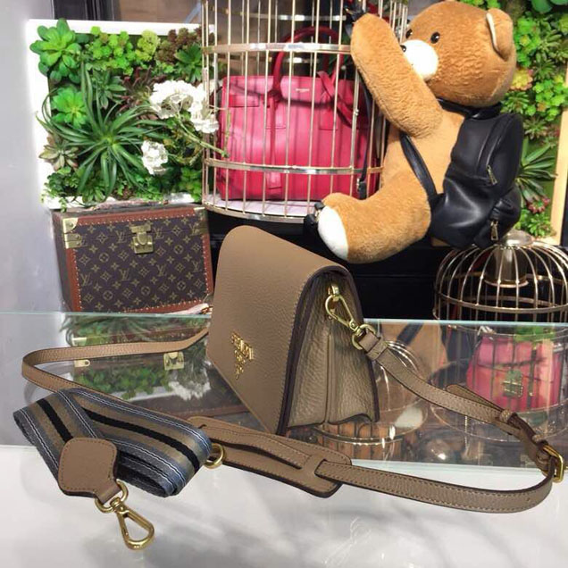 Prada Daino Shoulder Bag 20cm 1BD102 Calfskin Leather Spring Summer 2018 Collection Beige