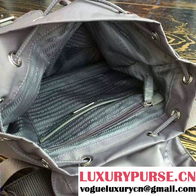Prada 1BZ677 Fabric Backpack Grey 2015 (2A016-090117 )