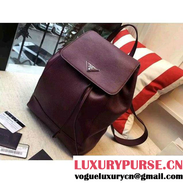Prada 1BHZ007 Calfskin Backpack Burgundy 2016 (2A016-6011812 )