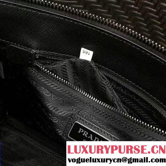 Prada Saffiano Leather Cosmetic Travel Kit Pouch 2NE009 Black/Red 2017 (GYF-7060102 )