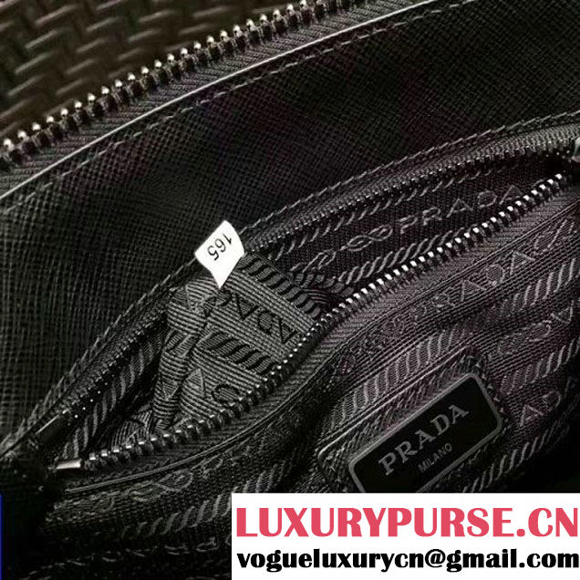 Prada Saffiano Leather Cosmetic Travel Kit Pouch 2NE009 Black/Yellow 2017 (GYF-7060101 )