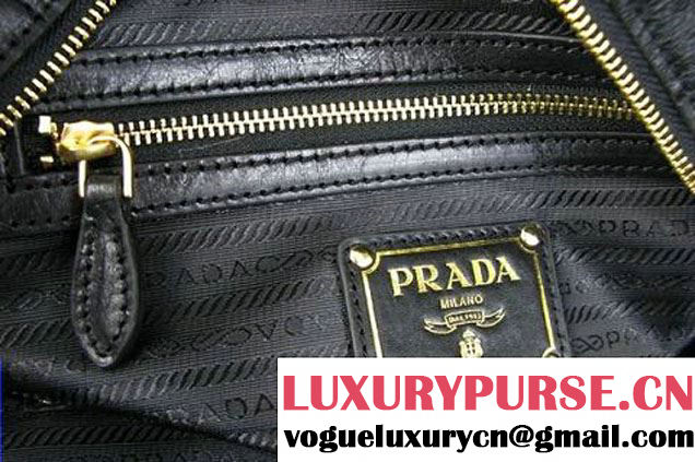 Prada Bowling Bag Bright Leather BL0393 Black  