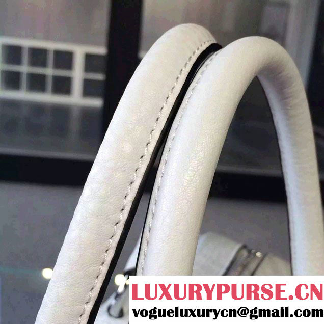Prada Clemence Leather Boston Tote Bag 0915 White 2015