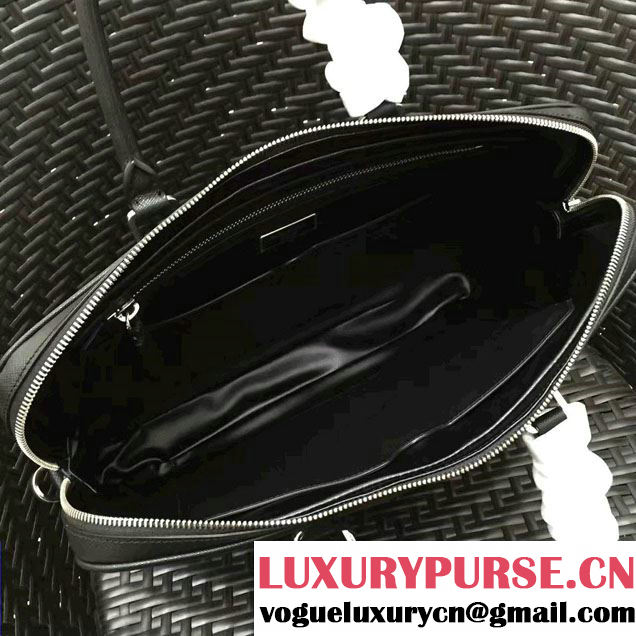 Prada Saffiano Leather Briefcase 2VE368 Black 2016