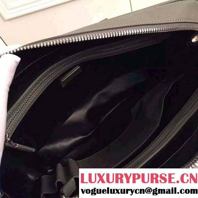 Prada Saffiano Leather Briefcase 2VE891 Gray 2016
