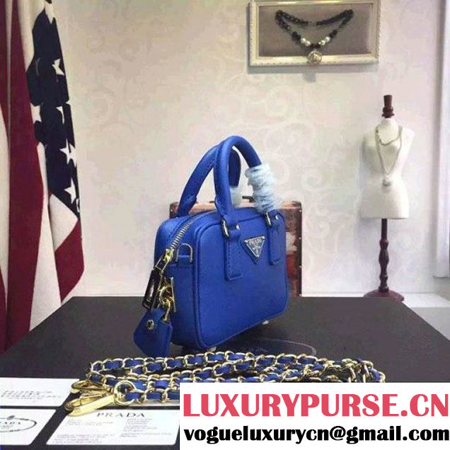 Prada Saffiano Leather Top-handle Mini Bag Blue (1A025-042812 )