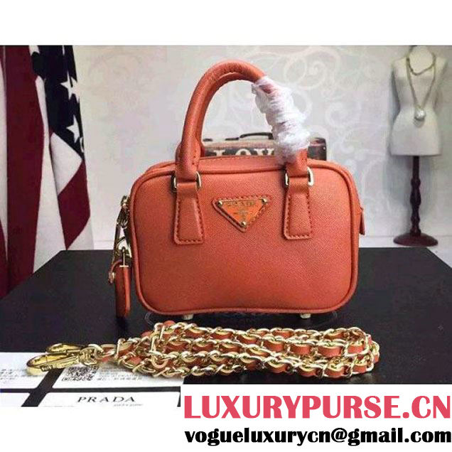 Prada Saffiano Leather Top-handle Mini Bag Orange (1A025-042817 )