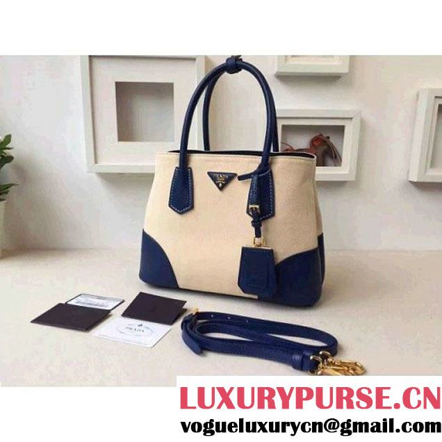 Prada BN2887 Hemp Fabric Tote Beige+Navy 2015 (2A016-062205 )