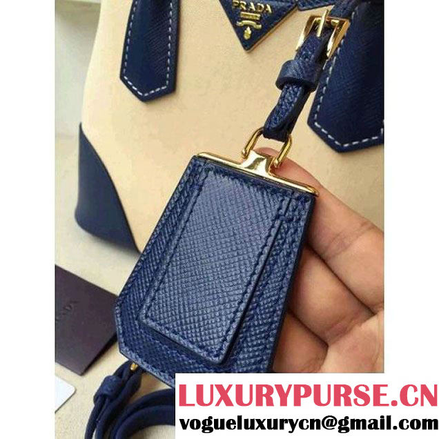 Prada BN2887 Hemp Fabric Tote Beige+Navy 2015 (2A016-062205 )