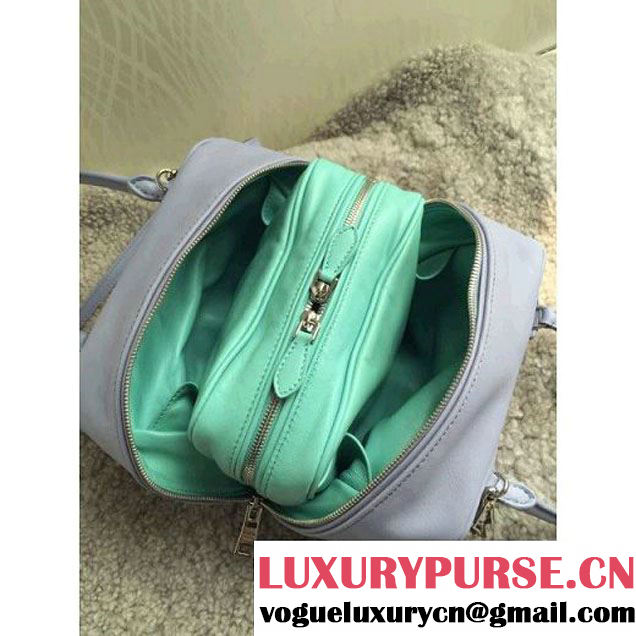 Prada 1BB011 Small Inside Top Handle Bag Gray+Aquamarine Fall 2015 (1B015-090102 )