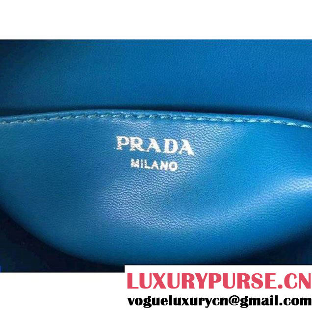 Prada 1BB010 Medium Inside Top Handle Bag Cinnamon+Turquoise Fall 2015 (2A016-091520 )