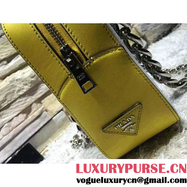 Prada Perforated City Fori Chain Shoulder Bag Yellow/White Resort 2016 (2A193-6012802 )