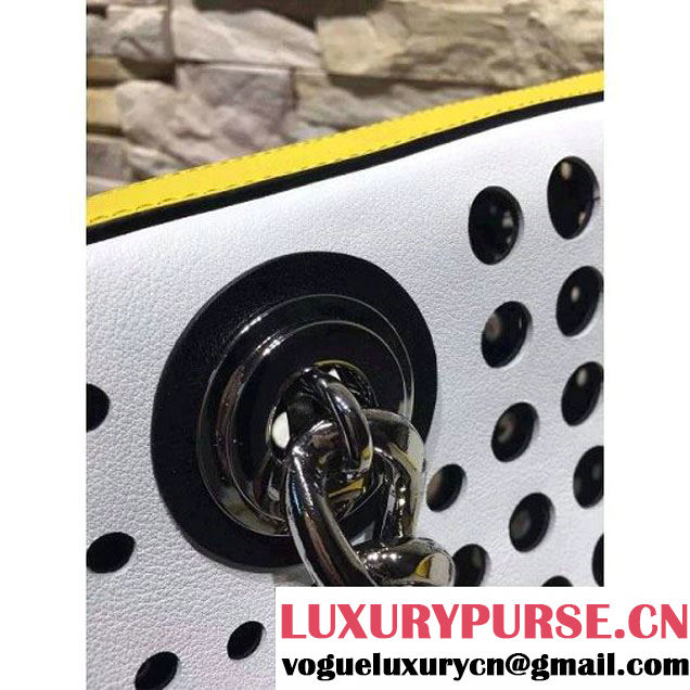 Prada Perforated City Fori Chain Shoulder Bag Yellow/White Resort 2016 (2A193-6012802 )