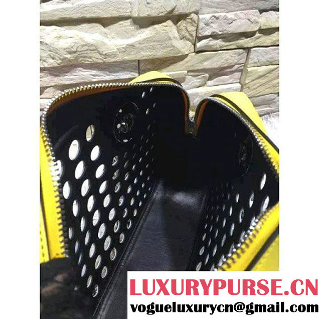 Prada Perforated City Fori Chain Shoulder Bag Yellow/White Resort 2016 (2A193-6012802 )