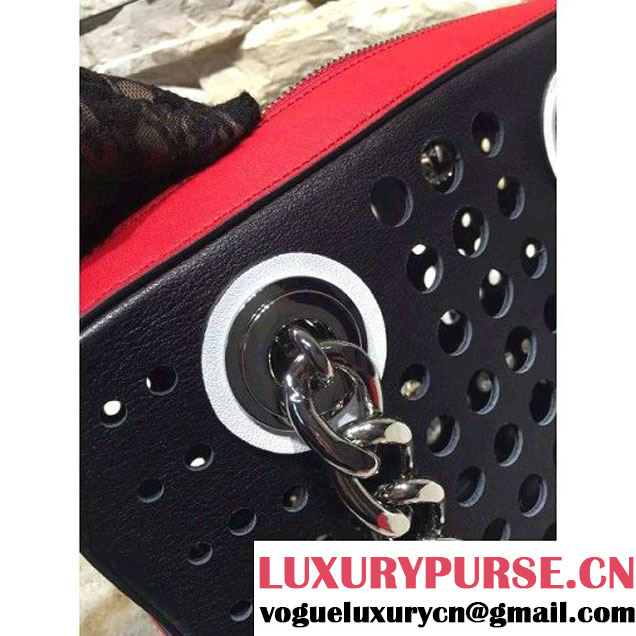 Prada Perforated City Fori Chain Shoulder Bag Red/Black Resort 2016 (2A193-6012804 )