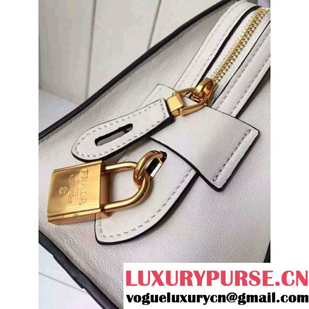 Prada Small Esplanade Saffiano and Calf Leather Bag White/Off-white 2016 (2A016-6060406 )