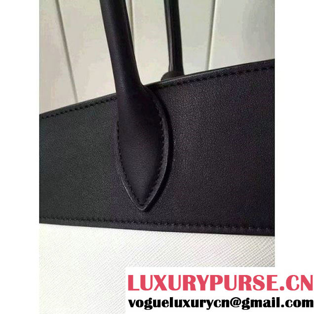 Prada 1BA046 Medium Esplanade Saffiano and Calf Leather Bag Whtie/Black 2016 (2A016-6061205 )