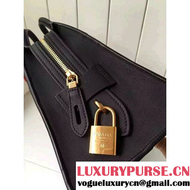 Prada 1BA046 Medium Esplanade Saffiano and Calf Leather Bag Dark Green/Black 2016 (2A016-6061206 )