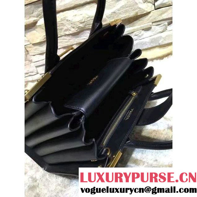 Prada Black Buckled Top Handle Tote Bag Black - Fall 2016 (OZZ-6080803 )