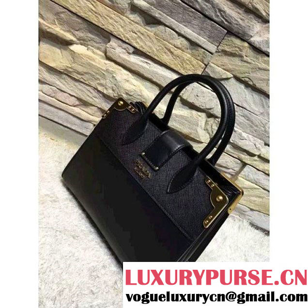 Prada Black Buckled Top Handle Tote Bag Black - Fall 2016 (OZZ-6080803 )