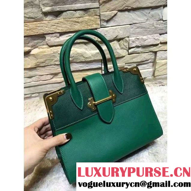 Prada Black Buckled Top Handle Tote Bag Green - Fall 2016 (OZZ-6080804 )