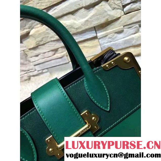 Prada Black Buckled Top Handle Tote Bag Green - Fall 2016 (OZZ-6080804 )