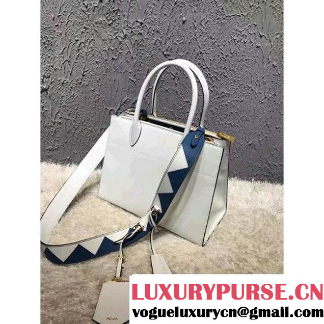 Prada Saffiano Calf Leather Paradigme Bag 1BA102 White 2017 (OZZ-7010304 )