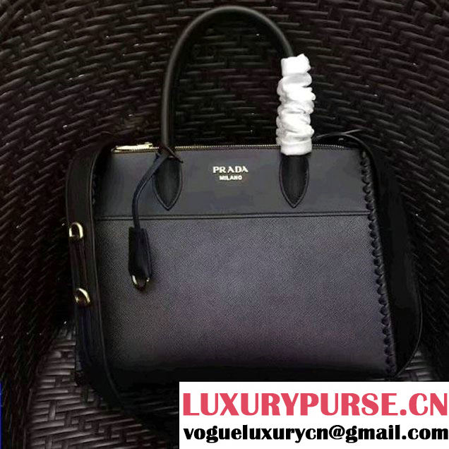 Prada 1BA102 Paradigme Bag With Whip-stitched Frame Black 2017 (GYF-7060139 )
