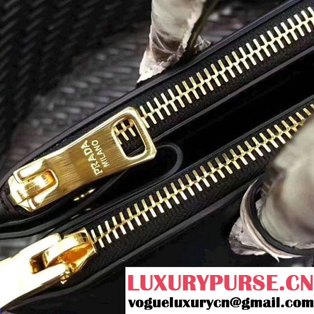 Prada 1BA102 Calf Leather Paradigme Bag With Python Handle Black/Grey 2017 (GYF-7060141 )
