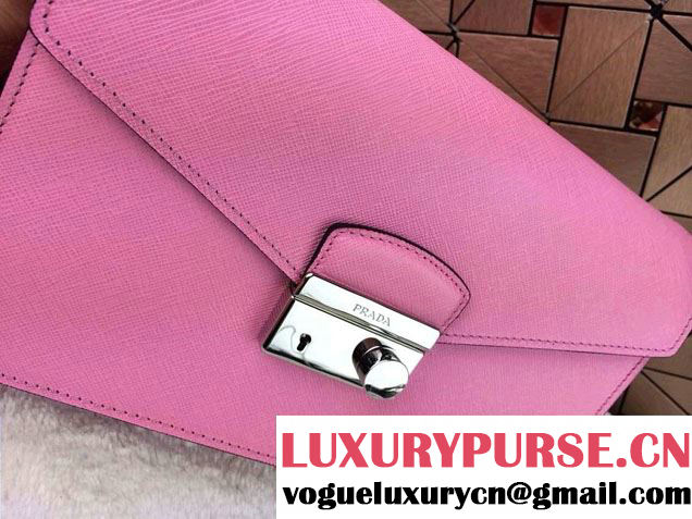 Prada Saffiano Leather Flap Bag in Pink