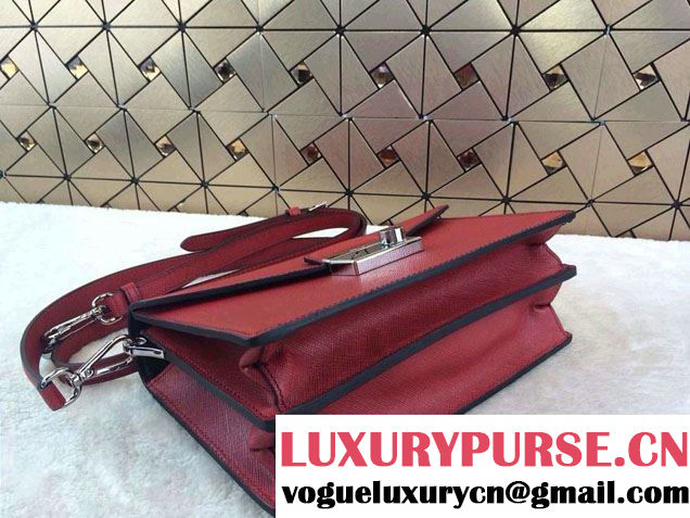 Prada Saffiano Leather Flap Bag in Red