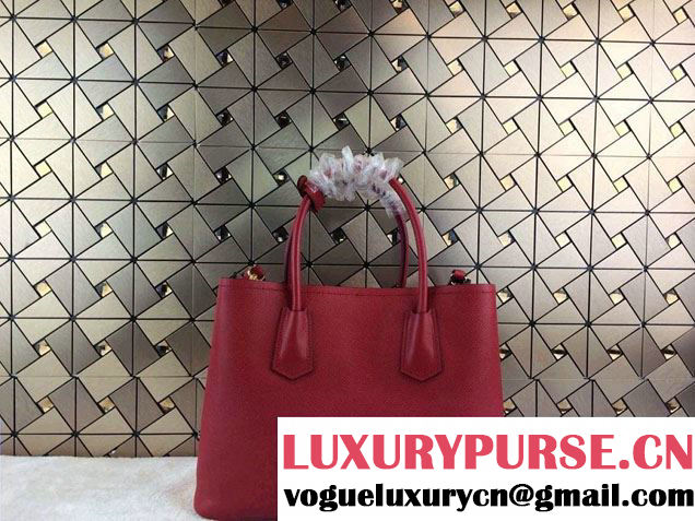 Prada Saffiano Cuir Leather Tote Bag B2756T Red 2014