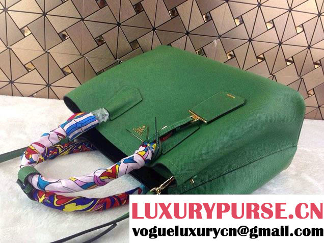 Prada Saffiano Cuir Leather Tote Bag B2756T Green 2014
