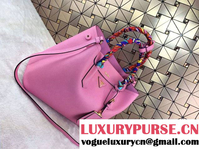 Prada Saffiano Cuir Leather Tote Bag B2756T Pink 2014