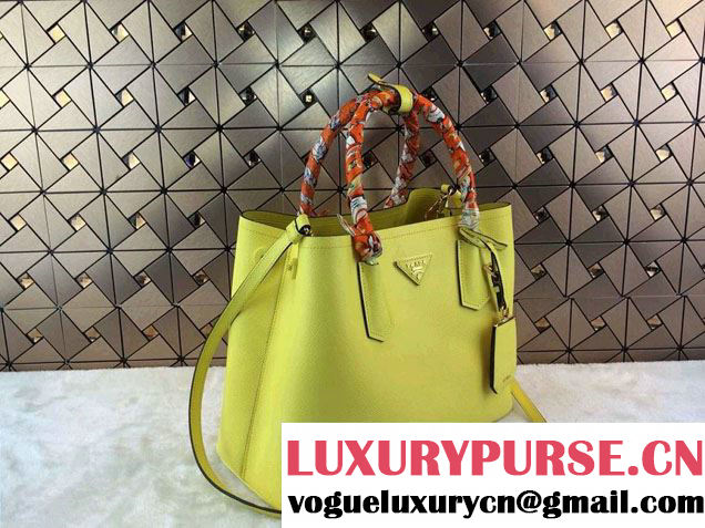Prada Saffiano Cuir Leather Tote Bag B2756T Yellow 2014