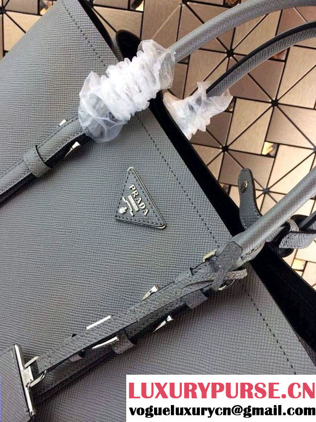 Prada Saffiano Cuir Leather Tote Bag BN2820 Grey 2014