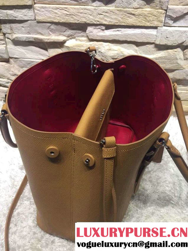 Prada Saffiano Cuir Leather Tote Small Bag BN2838 Cinnamon 2015