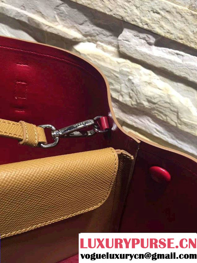 Prada Saffiano Cuir Leather Tote Small Bag BN2838 Cinnamon 2015
