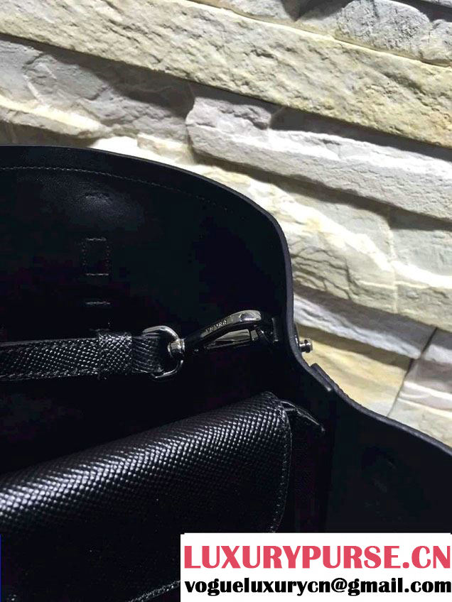 Prada Saffiano Cuir Leather Tote Small Bag BN2838 Black 2015