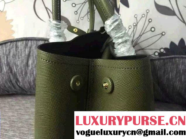 Prada Saffiano Cuir Leather Tote Small Bag BN2775 Dark Green 2015
