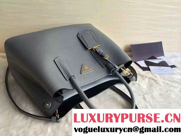 Prada Saffiano Cuir Leather Tote Small Bag BN2775 Gray 2015